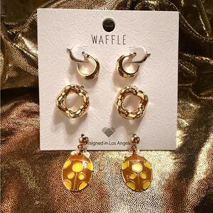 Gold and Silver Geometric Earrings Trio